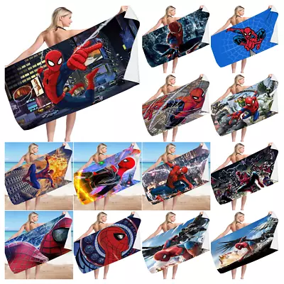 Kids Boys GENUINE Marvel Avengers Spiderman Character Beach Bath Towel 70×150cm • £12.05