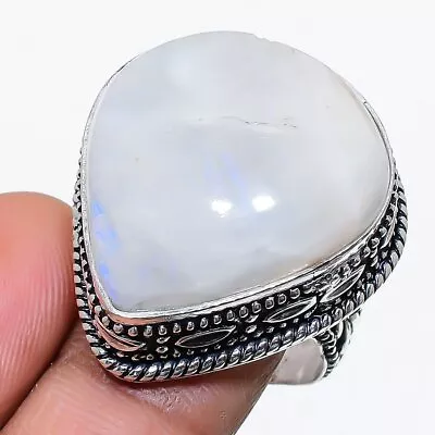 Rainbow Moonstone Gemstone 925 Sterling Silver Gift Jewelry Ring Size 8 U328 • $6.99