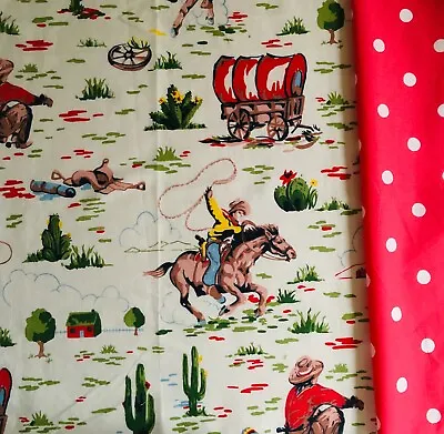 Cowboy & Spots Red Cath Kidston Bundle 2 * 50cm X 100cm W Cotton Fabric New • £16.49