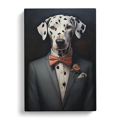 Dalmation In A Suit No.6 Canvas Wall Art Print Framed Picture Decor Living Room • £29.95