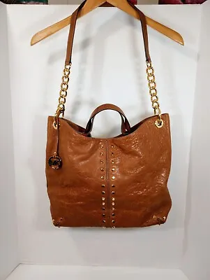 Michael Kors Uptown Astor Walnut Large Shoulder Tote Chain Leather Read Discr.. • $45