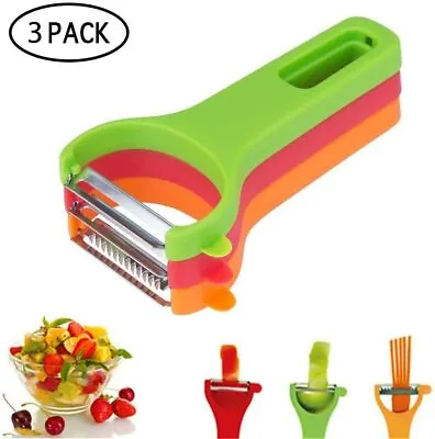 Magic Trio Vegetable Fruit Peeler Longer Handle With 3 Different Blades UK Stock • £5.49