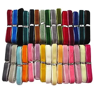 30 Yards 3/8  Velvet Ribbon Total 30 Colors Assorted Lots Bulk (Multicolored... • $23.69
