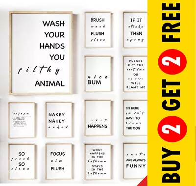 £2.19 • Buy Bathroom Prints Minimalist Wall Funny Art Posters Toilet Home Pictures Fun Print