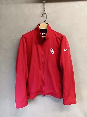 Nike Dri-Fit Oklahoma Sooners Jacket Size Large Fleece Lined Full Zip READ • $18