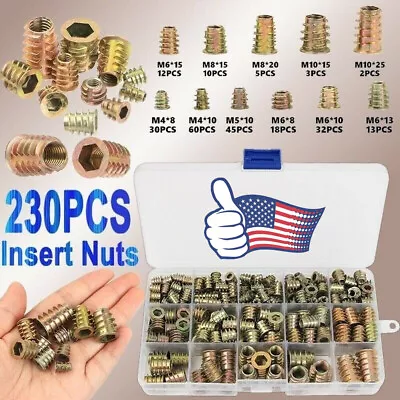 230pcs M4/m5/m6m8/m10 Threaded Hex Drive Insert Fixing Wood Screw Inserts Nuts • $15.93