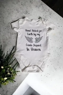 Personalised Baby Girl Boy Hand Picked For Earth Vest | Memorial Angel Wings • £6.99