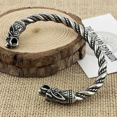 £14.99 • Buy Viking Wolf Bracelet Stainless Steel Arm Ring Mens Jewellery Bangle