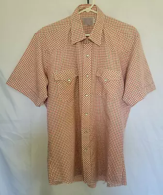 Vintage H Bar C Ranchwear Long Tail Pearl Snap Mens Western Shirt Plaid Sz 16.5 • $34.99