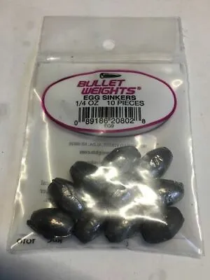 Bullet Weights 1/4 Oz Egg Sinkers 10 Pieces Per Pack • $2.50