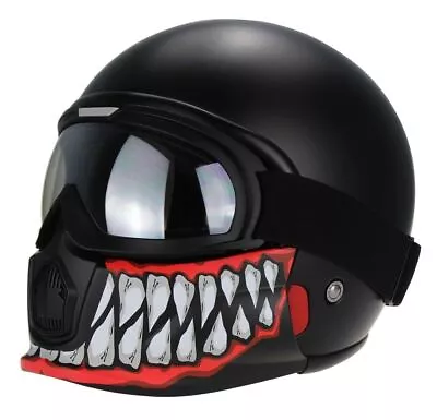 Viper RS07 Trooper Modular Open Face Mask Motorcycle Helmet Matt Black Teeth • $124.36