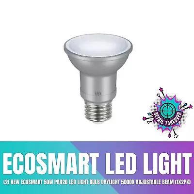 (2) NEW EcoSmart 50w PAR20 LED Light Bulb Daylight 5000K Adjustable Beam (1x2pk) • $11.10