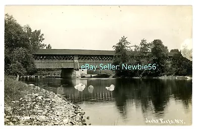 Jacks Reefs NY -OLD COVERED BRIDGE SENECA RIVER- RPPC Postcard Nr Jordan/Memphis • $25