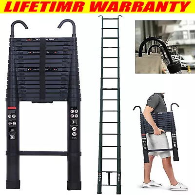 20.5FT Aluminum Telescoping Ladder With 2 Detachable Roof Hooks Extension Ladder • $40.06