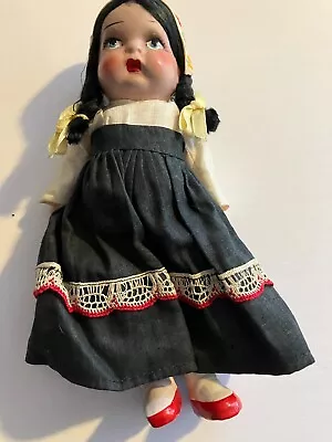 Vintage 9  Mexican Composition Girl Doll With Hand Painted Face • $14.99