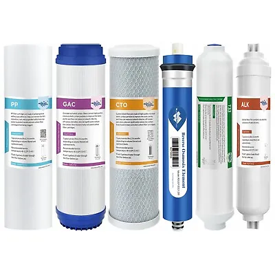 6 Stage 36/50/75/100/150GPD RO Alkaline Mineral PH+ Reverse Osmosis Water Filter • $41.99