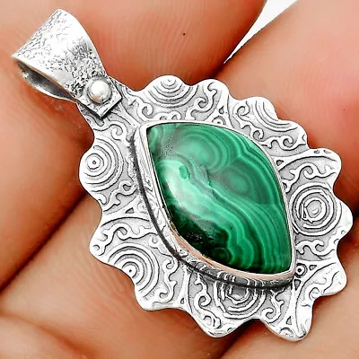 Natural Malachite Eye - Congo 925 Sterling Silver Pendant Jewelry P-1238 • £10.92