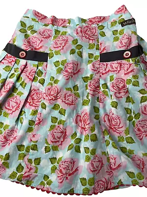 MATILDA JANE Girls Size 10 Floral Twirl Skirt Pink Roses Blue & Green Pockets • $17.50