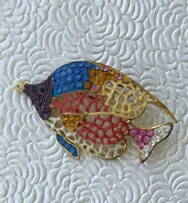 Vintage Fish Brooch Pin Enamel / Gold Tone Metal • $12