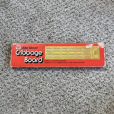 VTG Whitman Solid Wood Cribbage Board Model 4230 - Metal Pegs & Instructions • $4.99