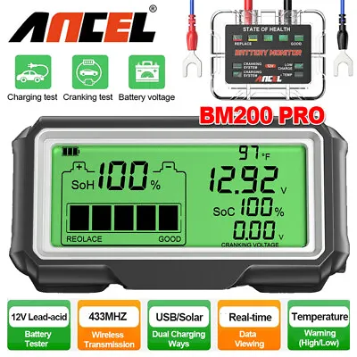 12V Car Battery Tester Wireless Battery Monitor Load/Charging/Cranking Analyzer • £29.99