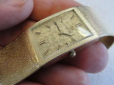 STYLISH MENS 14K SOLID 57 Grams GOLD OMEGA SQUARE QUARTZ WATCH WITH MESH BAND  • $3999