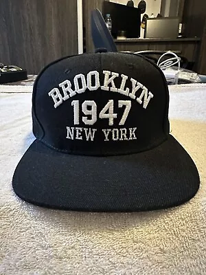 Brooklyn New York Flat Snapback Cap Biker Cap Baseball Cap Black Free Fast Deliv • £5.89