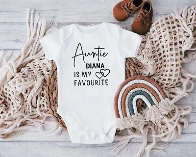 Auntie Is My Favourite Baby Vest Funny Auntie Baby Grow Personalised Baby Aunt • £6.99