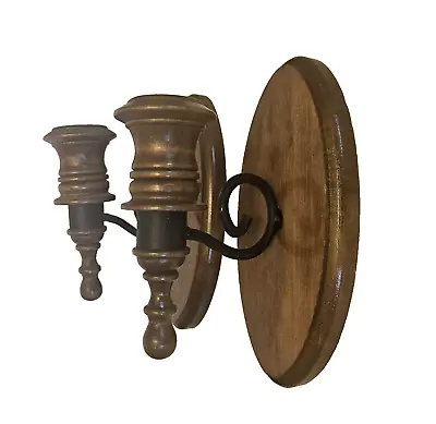 Pair Wood/Metal Oval Candle Holders Wall Sconces Mid Century Farm House 8.5  • £23.61