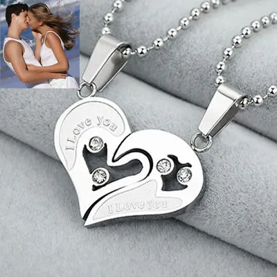 US Stock Heart Necklace For Couples His And Her Pendants Love Puzzle Matching • $6.99
