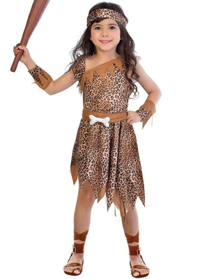£10.99 • Buy Girls Cavegirl Fancy Dress Costume Cave Girl Stone Age Kids Tarzan 4-12 Years