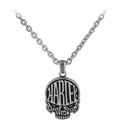 Harley Davidson Men's Calavera Skull Stainless Steel Necklace HSN0072-24 • $95.96