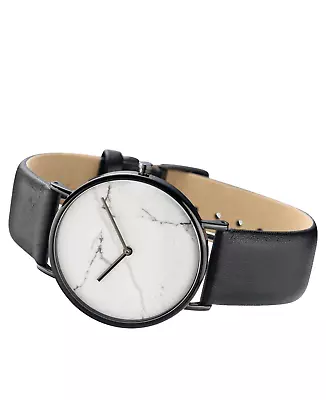 The Horse Brand C2 White Marble Face Black Leather Band Wrist Watch *new In Box* • $15.99