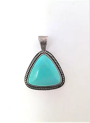 Vtg Southwest 925 Sterling Silver Triangle Pendant With Turquoise Stone • $34