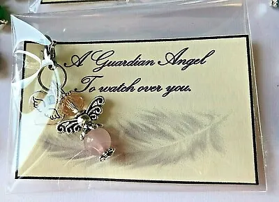 GUARDIAN ANGEL GEMSTONE HEALING  CRYSTAL  BAG CHARM GIFT KEYRINGS  Chakra Gift • £2.99