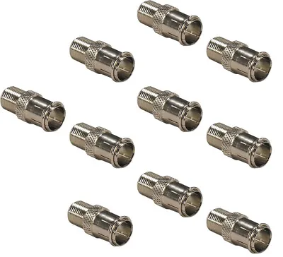 10 X Female COAX Socket To F Type Male Plug TV Aerial Sky Sat Connector Adapter • £4.93