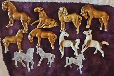 MINIATURE HORSE LOT~6 Brown Glazed Ceramic~2 Bradley Bone China 3 Plastic~AS IS • $15.50