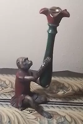 Vintage Bill Huebbe Style Butler Monkey In Red Coat Candlestick Candle Holder • $22.97