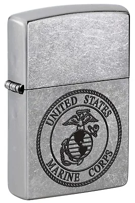 Zippo United States Marine Corps Logo Lighter Street Chrome NEW IN BOX • $29.89