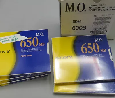 5 SONY M.O. 650MB EDM 600B 130mm 5.25  Magneto Optical Disks 2 SEALED 3 OPEN • $50