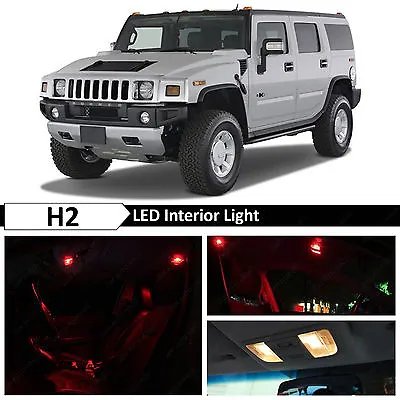 2003-2009 Hummer H2 Red Interior + License Plate LED Lights Package Kit • $16.89