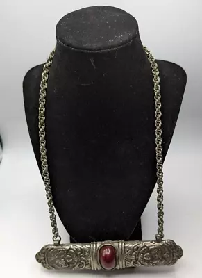 Vintage Accessocraft NYC Huge Etruscan Pendant  Necklace • $49.95