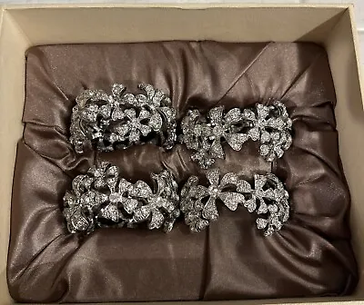 L’Objet Swarvoski Crystal Jewels Garden Napkin Rings Set Of 4 (NJ7100) • $175