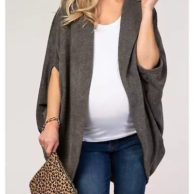 Multicolor Woven Draped Maternity Poncho-Cardigan.  OS • $25