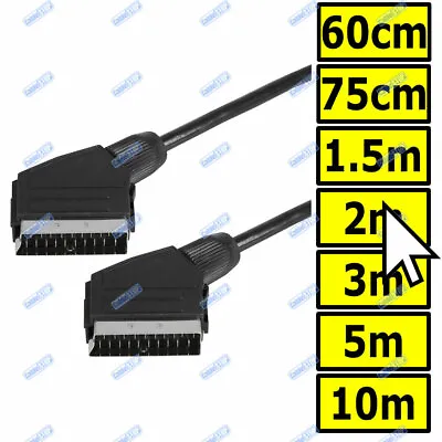 SCART LEAD Fully Wired 21 Pin TV DVD SKY VIDEO CABLE Pick 60cm To 10m Lengths • £3.95