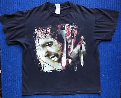 Vtg MALEVOLENT CREATION T-shirt Tour ‘03 Death Metal Soft & Faded Large Knit USA • $44.99