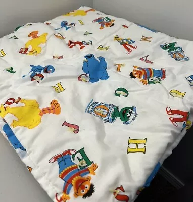 Vintage Sesame Street Letters With Yellow Back Side Homemade Quilt! 40 X 44  • $23.25