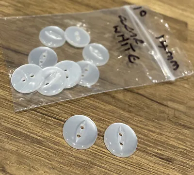 £0.99 • Buy 10 Clear White Fish Eye Round Buttons (14mm In Size) For Cardigans, Craft, DIY