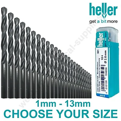 10 PACK Heller HSS R Twist Drill Bit Set Metal Wood Plastic ALL SIZES 1mm - 13mm • £8.39