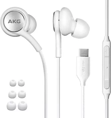 AKG Earphones Type C Plug With Microphone For Motorola Moto G 5G (2022)  - White • $11.99